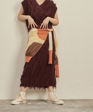 JACQUARD FRINGE KNIT SKIRT
