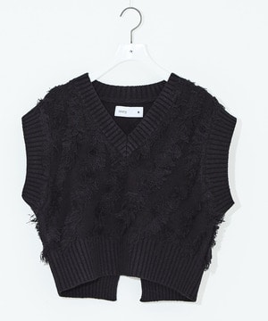 JACQUARD FRINGE KNIT VEST
