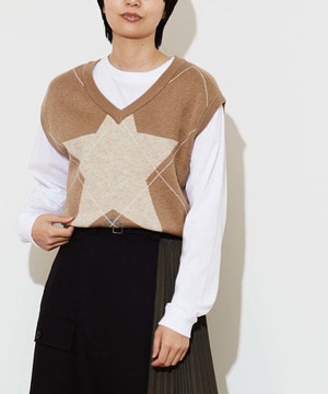 STAR★ ARGYLE KNIT VEST