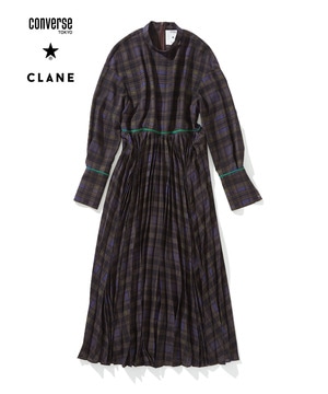 【オルソモールジャパン株式会社 × CLANE】CHECKED PLEATS DRESS