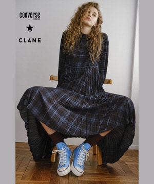 【オルソモールジャパン株式会社 × CLANE】CHECKED PLEATS DRESS