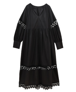 【STAR★LACE】VOLUME-SLEEVE HEM LACE DRESS