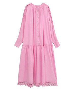 【STAR★LACE】ACID WASHING VOLUME-SLEEVE DRESS