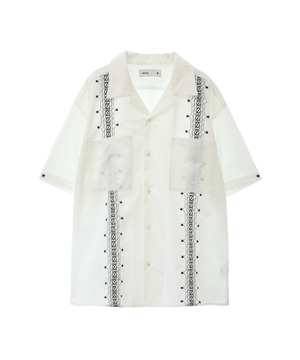 STAR PATTERN EMBROIDERED CUBAN SHIRT