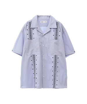 STAR PATTERN EMBROIDERED CUBAN SHIRT