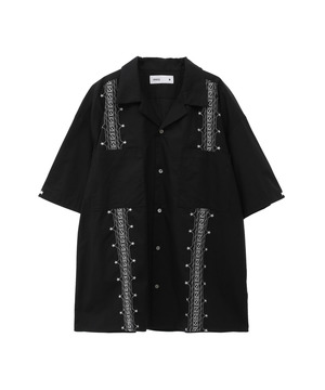STAR PATTERN EMBROIDERED CUBAN SHIRT