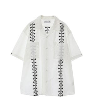 STAR PATTERN EMBROIDERED CUBAN SHIRT
