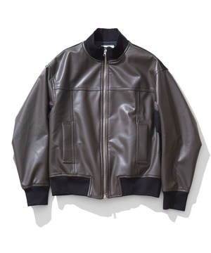 【SET UP】DENIM×FAKE LEATHER DOCKING JACKET