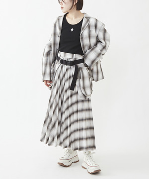 【SET UP】WRAP BELT PLEATS SKIRT