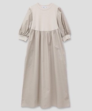 VOLUME HALF SLEEVE RIB DOCKING DRESS