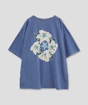 LILY FLOWER BACK PRINT PIGMENT DYE TEE