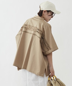 【STAR★LACE】BACK LACE OVERSIZED SHIRT