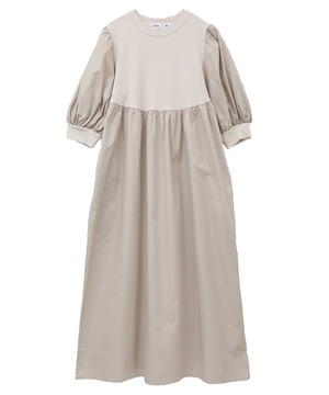 VOLUME HALF SLEEVE RIB DOCKING DRESS