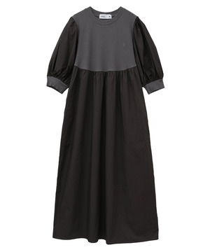 VOLUME HALF SLEEVE RIB DOCKING DRESS